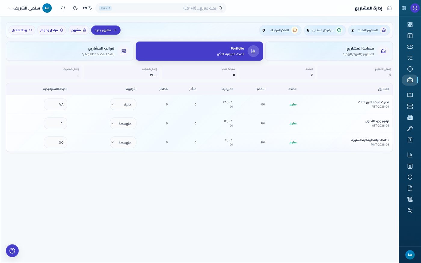 عرض Portfolio لكل المشاريع